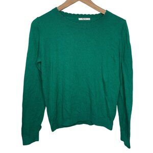 TU WOMAN | Green Sweater with Scalloped Neckline | Size 12